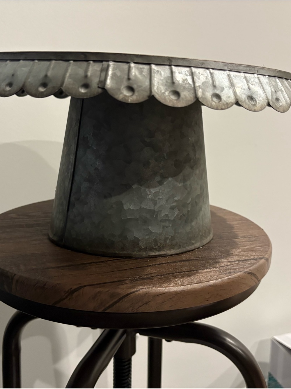 Hobby Lobby Galvanized Metal Cake Stand - Silver Gray